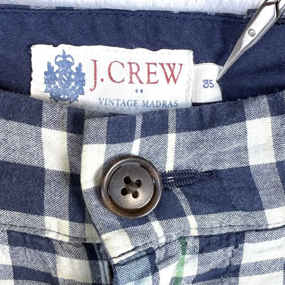 VTG J.CREW Mens 35 Y2K Madras Plaid Bermuda Preppy Beach Resort Golf Shorts 90s